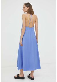 Samsoe & Samsoe - Samsoe Samsoe sukienka kolor fioletowy mini rozkloszowana. Kolor: fioletowy. Materiał: tkanina, materiał, wiskoza. Typ sukienki: rozkloszowane. Długość: mini #2