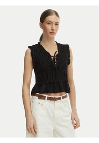 only - ONLY Bluzka Goa 15363693 Czarny Regular Fit. Kolor: czarny. Materiał: len #1