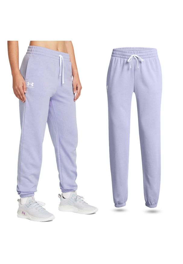 Spodnie dresowe damskie Under Armour Rival Terry Joggers joggery. Kolor: fioletowy. Materiał: dresówka