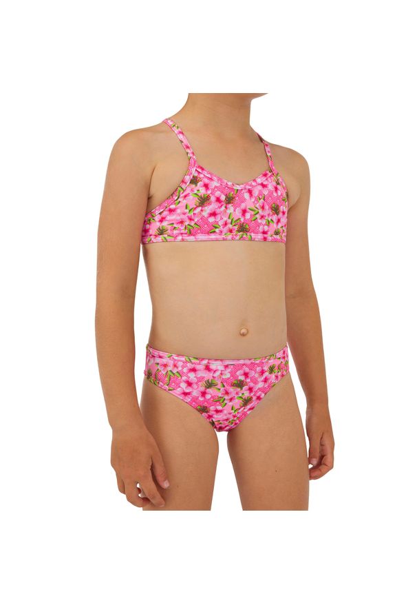 OLAIAN - Kostium Kąpielowy Dwuczęściowy Boni 100 Sakura Dla Dzieci. Kolor: różowy. Materiał: poliester, materiał, elastan