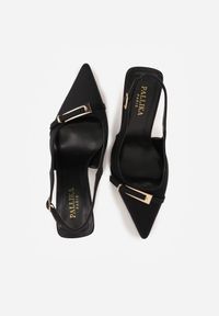 Born2be - Czarne Sandały na Klepsydrze z Noskiem w Szpic i Ozdobną Klamerką Vaeloelle. Okazja: na co dzień, na ślub cywilny, na wesele, na imprezę. Kolor: czarny. Materiał: jeans. Obcas: na szpilce. Styl: casual, elegancki, wizytowy #6