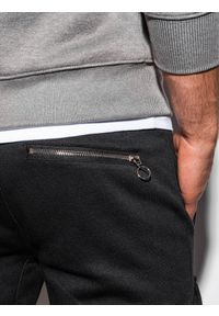Ombre Clothing - Spodnie męskie dresowe joggery P905 - czarne - XXL. Kolor: czarny. Materiał: dresówka #4
