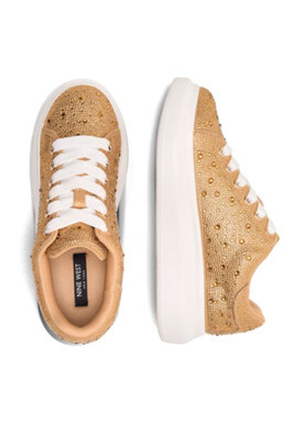 Nine West Sneakersy NURIYA NW-23-001 Złoty. Kolor: złoty. Materiał: materiał