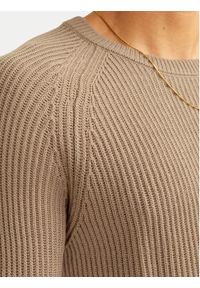Jack & Jones Sweter Pannel 12258471 Beżowy Regular Fit. Kolor: beżowy. Materiał: bawełna #5