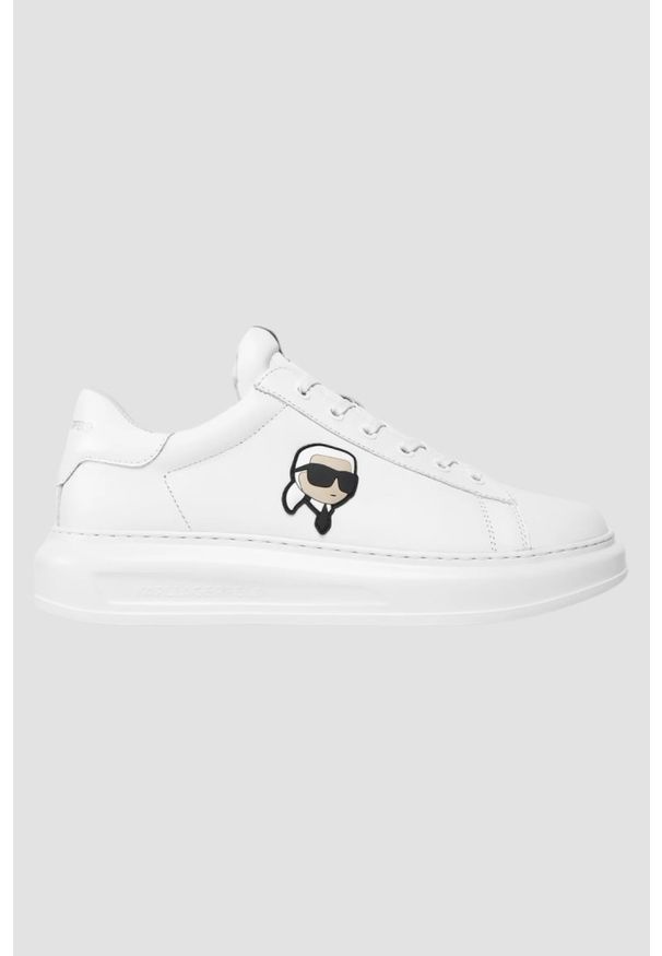 Karl Lagerfeld - KARL LAGERFELD Białe męskie sneakersy skórzane KAPRI, Rozmiar 46. Okazja: na co dzień. Kolor: biały. Materiał: skóra