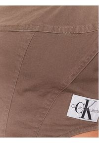 Calvin Klein Jeans Top J20J220714 Brązowy Slim Fit. Kolor: brązowy. Materiał: bawełna