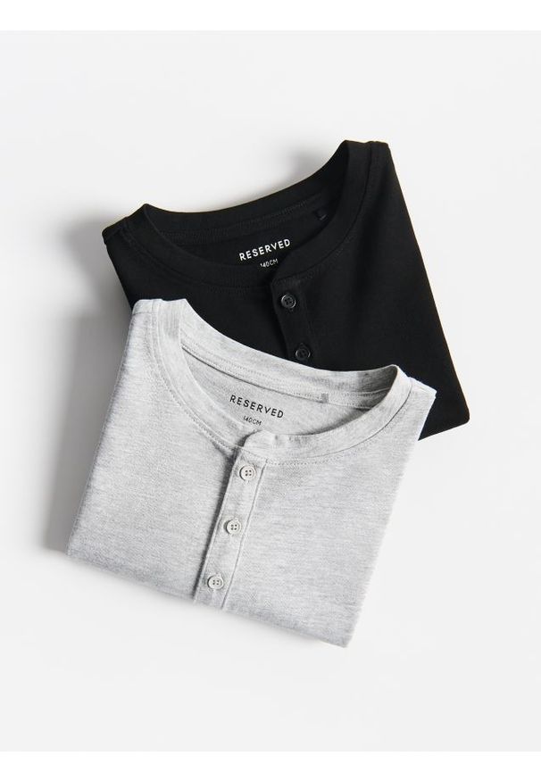 Reserved - Bawełniany longsleeve 2 pack - czarny. Kolor: czarny. Materiał: bawełna. Długość rękawa: długi rękaw