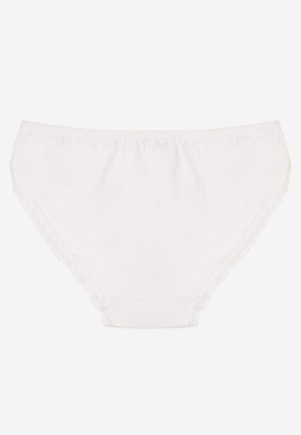 Renee - Białe Majtki Figi z Bawełny Ozdobione Kokardą i Koronką Zeterie. Kolor: biały. Materiał: bawełna, koronka. Wzór: aplikacja, koronka