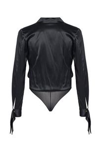 Elisabetta Franchi Body CB-007-57E2-V490 Czarny Regular Fit. Kolor: czarny. Materiał: jedwab #5