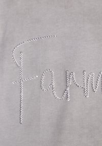 Born2be - Szary Bawełniany T-shirt Oversize z Haftowanym Napisem z Cekinami Aewai. Okazja: na co dzień. Kolor: szary. Materiał: bawełna. Wzór: napisy, haft. Styl: elegancki, casual #7