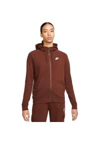 Bluza treningowa damska Nike Nsw Essential FLC FZ Hoodie. Kolor: brązowy