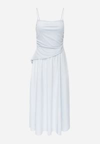 Renee - Niebieska Sukienka z Bawełny na Ramiączkach z Asymetryczną Warstwą w Talii Petimelle. Kolor: niebieski. Materiał: bawełna. Długość rękawa: na ramiączkach. Typ sukienki: asymetryczne #3