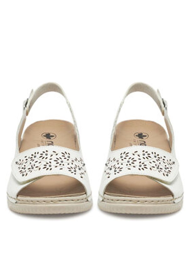 Rieker Sandały V7450-80 Biały. Kolor: biały. Materiał: skóra