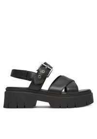 Hugo - HUGO Sandały Kris_Sandal_BKNA 50542072 Czarny. Kolor: czarny. Materiał: skóra