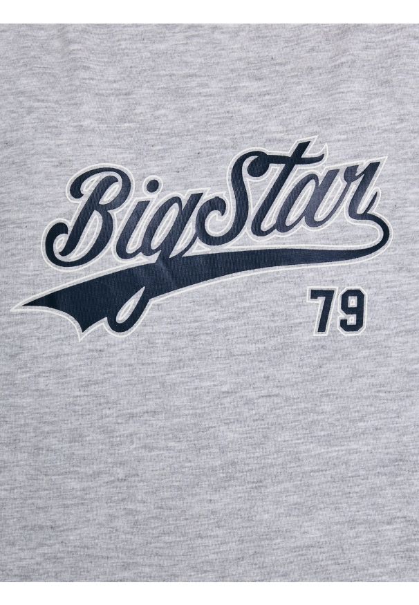 Big-Star - Koszulka dziewczęca oversize z nadrukiem szara Emillia 901. Kolor: szary. Materiał: dzianina, denim. Wzór: nadruk. Styl: młodzieżowy, sportowy, elegancki
