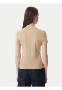 Tommy Jeans T-Shirt DW0DW20459 Beżowy jasny Slim Fit. Kolor: beżowy. Materiał: bawełna #2