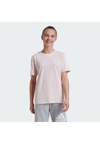 Adidas - Essentials 3-Stripes Cotton Loose Fit Boyfriend Tee. Kolor: różowy, wielokolorowy, biały