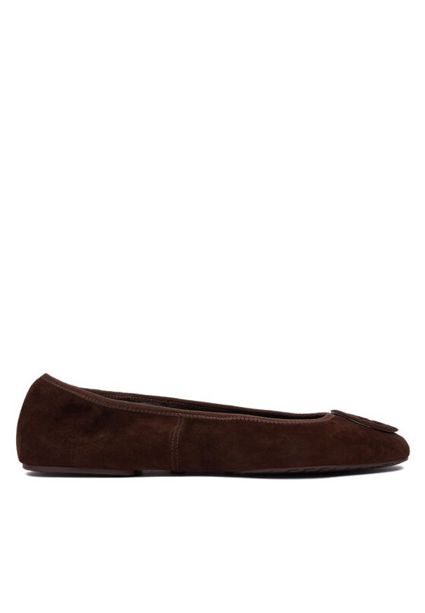 Tory Burch Baleriny Reva Travel Ballet 177247 Brązowy. Kolor: brązowy. Materiał: skóra, zamsz