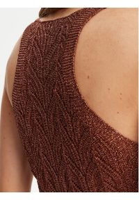 TwinSet - TWINSET Top 251TT3195 Brązowy Slim Fit. Kolor: brązowy. Materiał: wiskoza