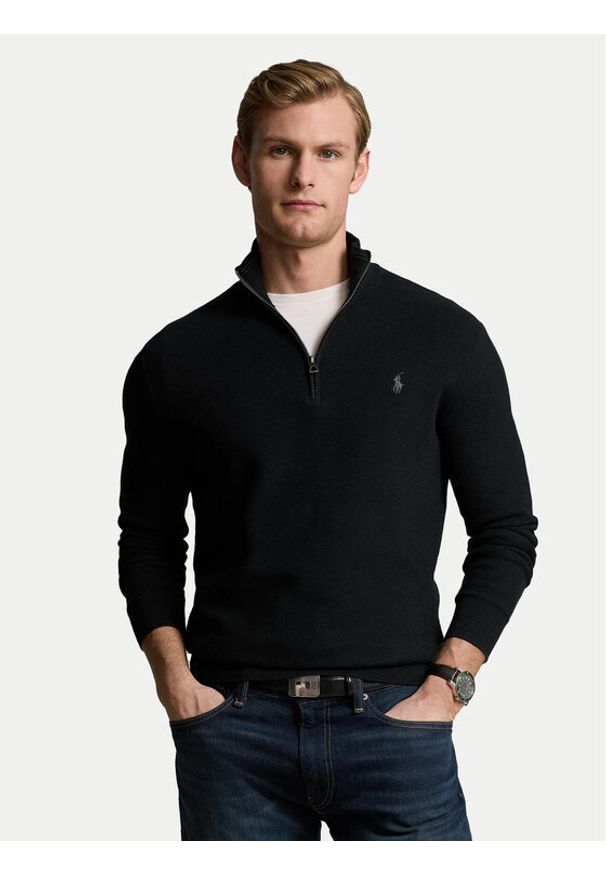 Polo Ralph Lauren Sweter 710932304505 Czarny Regular Fit. Typ kołnierza: polo. Kolor: czarny. Materiał: bawełna