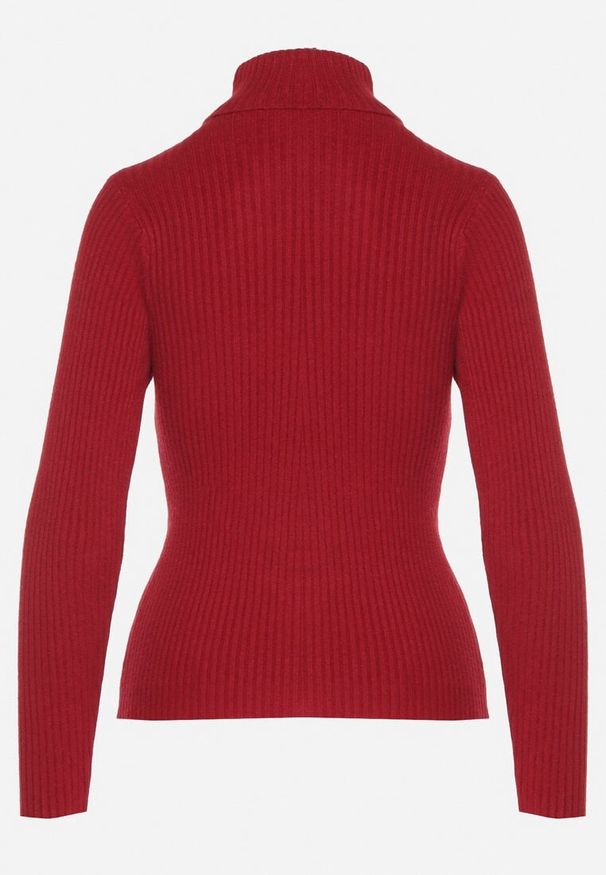 Born2be - Bordowy Golf Oranya. Typ kołnierza: golf. Kolor: czerwony. Materiał: prążkowany, dzianina. Długość rękawa: długi rękaw. Długość: długie