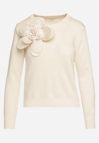Born2be - Beżowy Sweter z Wiskozą Ozdobiony Kwiatową Aplikacją 3D Wykończony Ściągaczami Eviyania. Okazja: na co dzień. Kolor: beżowy. Materiał: wiskoza. Długość rękawa: długi rękaw. Długość: długie. Wzór: aplikacja, kwiaty. Styl: klasyczny, elegancki, casual #7