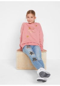 bonprix - Bluza z czystej bawełny. Kolor: różowy. Materiał: bawełna. Wzór: aplikacja #2