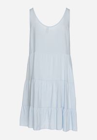 Born2be - Jasnoniebieska Bawełniana Rozkloszowana Sukienka na Ramiączkach z Falbanami Criselles. Okazja: na spacer, na plażę. Typ kołnierza: kołnierz z falbankami. Kolor: niebieski. Materiał: bawełna. Długość rękawa: na ramiączkach. Sezon: lato. Styl: elegancki #3