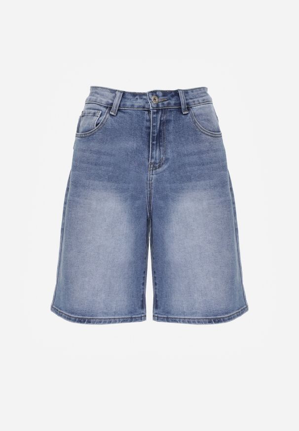 Renee - Niebieskie Szorty Jeansowe z Bawełny Jorts High Waist Sirenora. Okazja: na co dzień, na imprezę. Stan: podwyższony. Kolekcja: plus size. Kolor: niebieski. Materiał: bawełna, jeans. Sezon: lato. Styl: casual