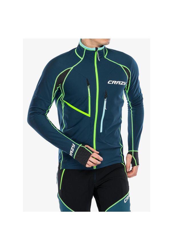 CRAZY - Bluza rozpinana męska Crazy Pull Acceleration. Kolor: zielony. Sezon: zima. Sport: narciarstwo