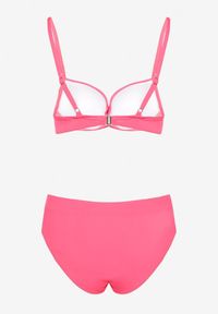 Born2be - Różowe Bikini Dwuczęściowy z Push-Up i Klasyczne Figi Olubia. Kolor: różowy. Wzór: aplikacja #4