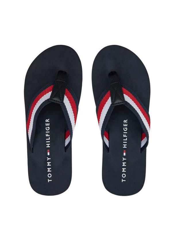 TOMMY HILFIGER - Tommy Hilfiger Japonki Coprorate Hilfiger Beach Sandal FM0FM05094 Granatowy. Kolor: niebieski. Materiał: materiał