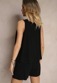 Renee - Czarny Top z Bawełną i Lnem o Rozkloszowanym Kroju Soneilla. Kolor: czarny. Materiał: bawełna, len. Sezon: lato. Styl: elegancki #4