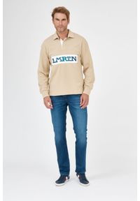 La Martina - LA MARTINA Beżowa bluza polo z wyszywanym z logo. Typ kołnierza: polo. Kolor: beżowy. Materiał: jersey #6