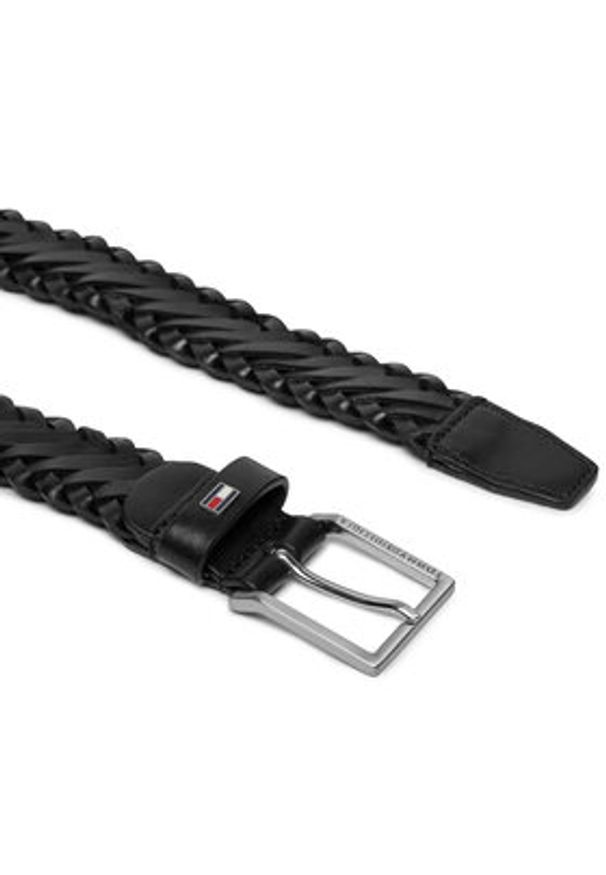 TOMMY HILFIGER - Tommy Hilfiger Pasek Męski Oliver 3.0 Leather Braid Dc AM0AM12068 Czarny. Kolor: czarny. Materiał: skóra