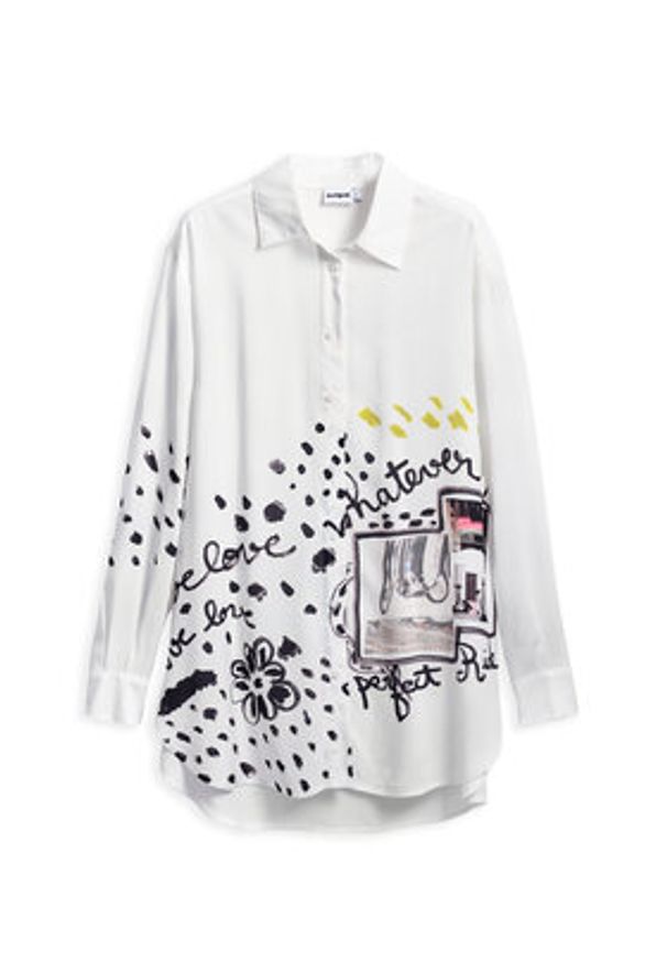 Desigual Koszula Persefone 25SWCW41 Biały Loose Fit. Kolor: biały. Materiał: wiskoza