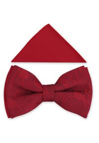 Modini - Czerwona muszka męska w delikatny wzór - paisley A408. Kolor: czerwony. Materiał: poliester, tkanina. Wzór: paisley. Styl: elegancki #1