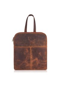 Plecak skórzany damski vintage PAOLO PERUZZI T-73-HBR brązowy. Kolor: brązowy. Materiał: skóra. Styl: vintage #1