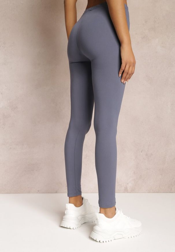 Renee - Szare Legginsy z Gumką w Talii z Długimi Nogawkami Caleta. Okazja: na co dzień. Kolor: szary. Długość: długie. Styl: klasyczny, casual