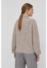 Bruuns Bazaar Sweter wełniany Syringa Rika damski kolor szary ciepły z półgolfem. Kolor: szary. Materiał: wełna #4