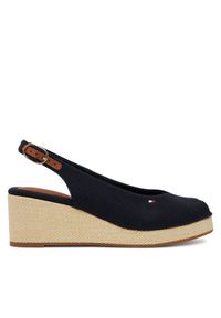 TOMMY HILFIGER - Tommy Hilfiger Sandały Flag Mid Wedge Espad Slingback FW0FW08595 Granatowy. Kolor: niebieski. Materiał: materiał