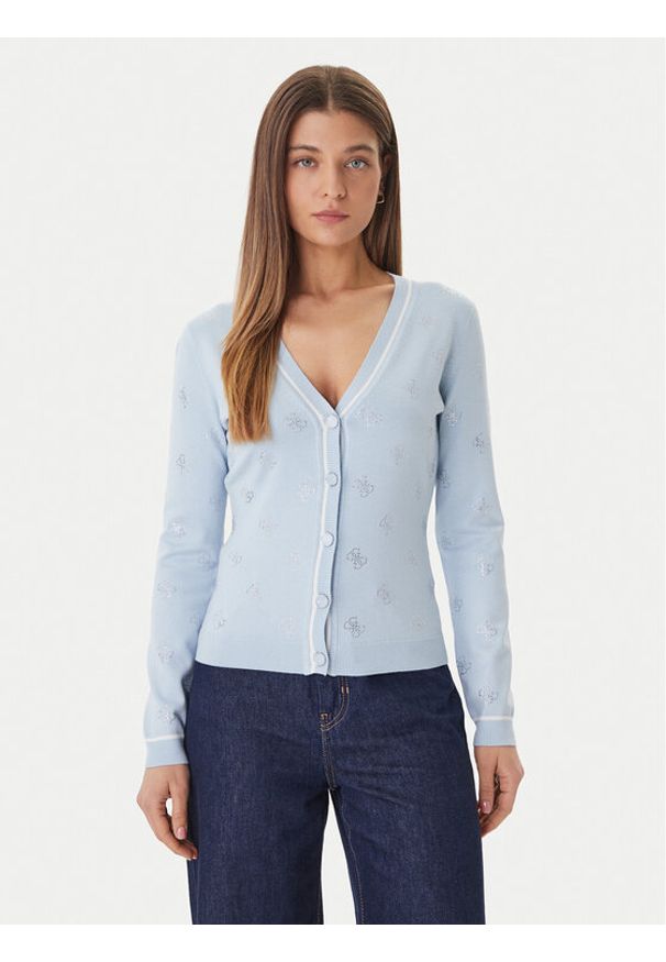 Guess Kardigan W6GR18 Z0605 Niebieski Regular Fit. Kolor: niebieski. Materiał: wiskoza