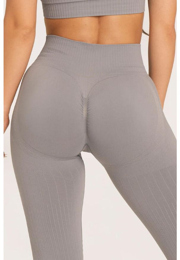 GYM GLAMOUR - Legginsy fitness damskie Gym Glamour push up 2.0. Kolor: szary. Sport: fitness