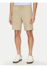 TOMMY HILFIGER - Tommy Hilfiger Szorty materiałowe Harlem MW0MW37804 Beżowy Regular Fit. Kolor: beżowy. Materiał: len