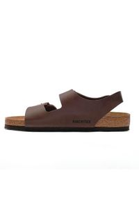 Buty do chodzenia męskie Birkenstock Milano. Zapięcie: klamry. Kolor: brązowy. Materiał: syntetyk, materiał, skóra. Szerokość cholewki: normalna. Sport: turystyka piesza