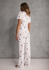 Renee - Biały Elastyczny Komplet Piżamowy w Serduszka Spodnie i Top Isle. Kolor: biały. Materiał: materiał #3