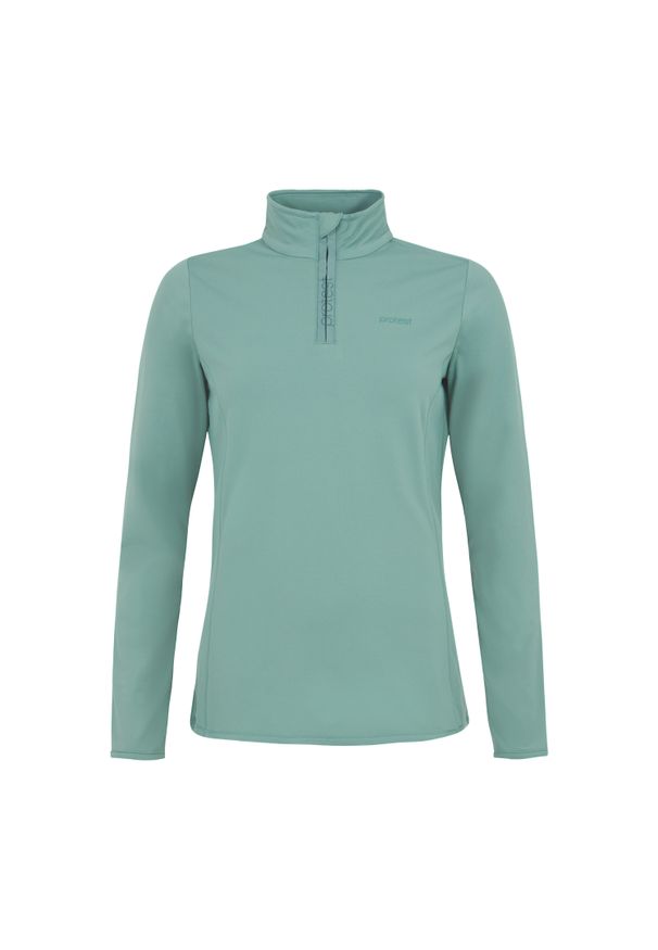 Damski polar 1/4 zip Protest Fabriz. Kolor: zielony. Materiał: polar. Sezon: zima. Sport: narciarstwo