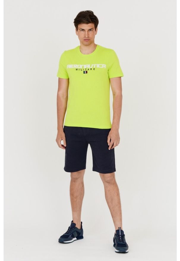 Aeronautica Militare - AERONAUTICA MILITARE Zielony bawełniany t-shirt męski, Rozmiar L. Kolor: zielony. Materiał: bawełna. Długość rękawa: krótki rękaw. Długość: krótkie. Wzór: haft