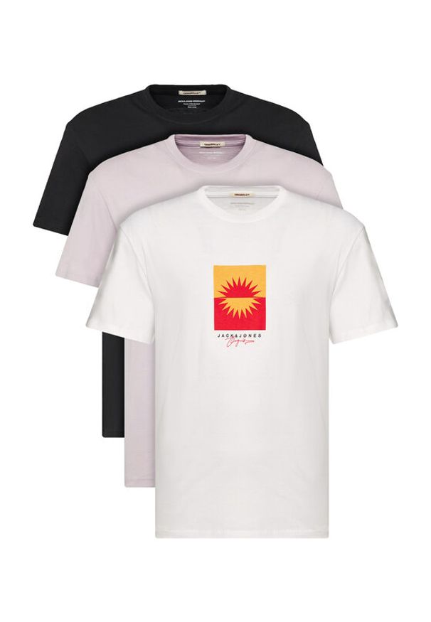 Jack & Jones - Jack&Jones Komplet 3 t-shirtów Marbella 12263098 Kolorowy Relaxed Fit. Materiał: bawełna. Wzór: kolorowy