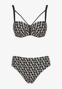 Renee - Czarne Bikini Biustonosz i Majtki Typu Figi w Geometryczny Wzór Linarissa. Kolor: czarny. Wzór: geometria